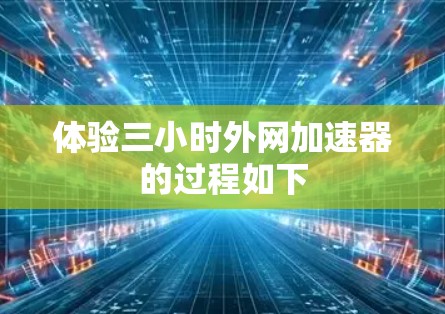 体验三小时外网加速器的过程如下