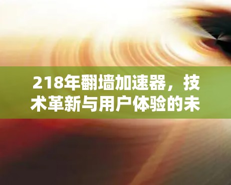 218年翻墙加速器，技术革新与用户体验的未来展望